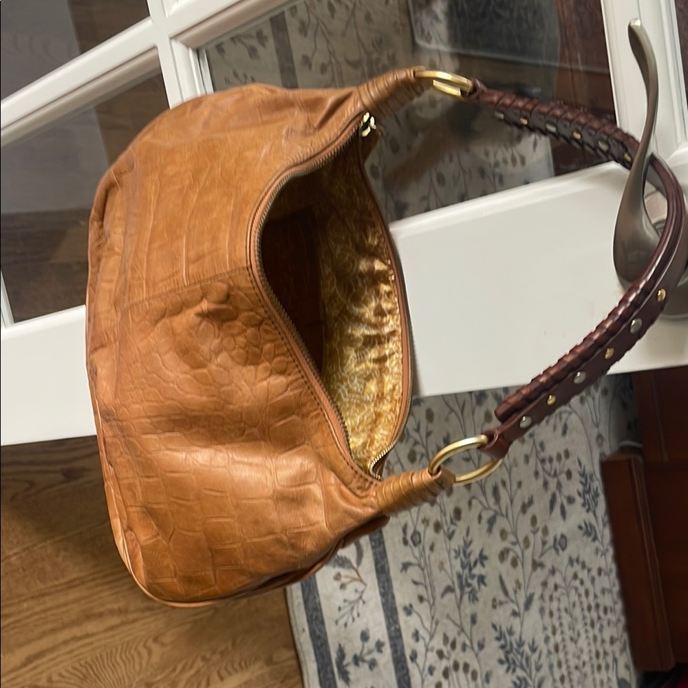 Brown leather Sigrid Olsen Hobo Bag with Textured Handle